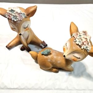 Cute Whimsical Foe/Baby Deer Figurines 4" Tall